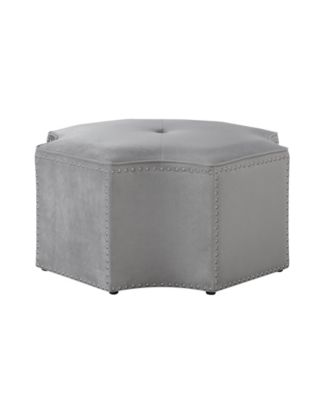 Fiorella Upholstered Octagon Cocktail Ottoman with Nailhead Trim