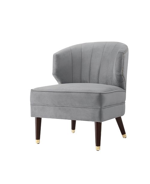 Nicole Miller Cybele Velvet Channel Back Accent Chair With