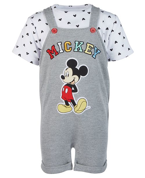 Disney Baby Boys 2 Pc Mickey Mouse Print T Shirt Shortall Set
