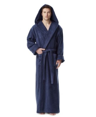 Mens Thick Full Ankle Length Hooded Turkish Cotton Bathrobe