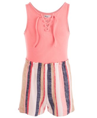 Epic Threads - Big Girls Lace-Up Striped Romper
