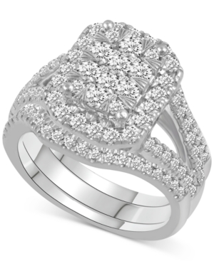 image of Diamond Rectangular Cluster Bridal Set (1-1/2 ct. t.w.) in 14k White gold