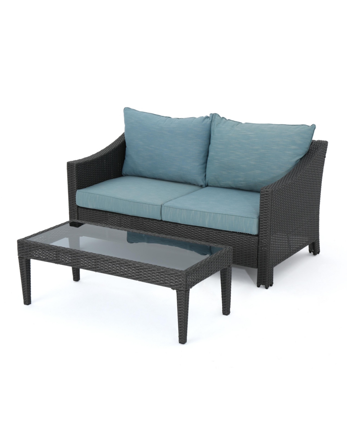 Noble House Antibes Outdoor 2pc Wicker Seating Set In Gray