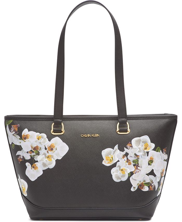 Calvin klein floral tote bag store