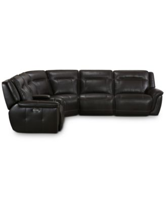Lenardo 6-Pc. Leather Sectional with 3 Power Recliners and Console