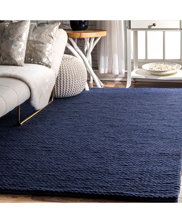 nuLoom Textures Handwoven Caryatid Solid Navy 8' x 10' Area Rug Macy's