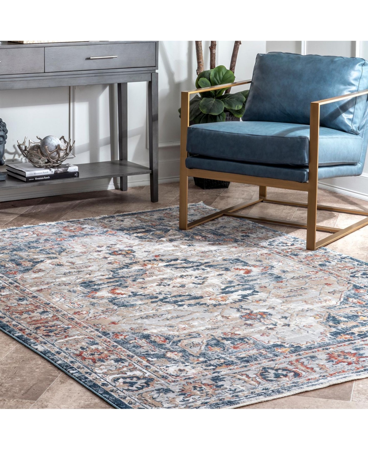 nuLoom Selina Kara Vintage-InspiredArea Rug - Gray
