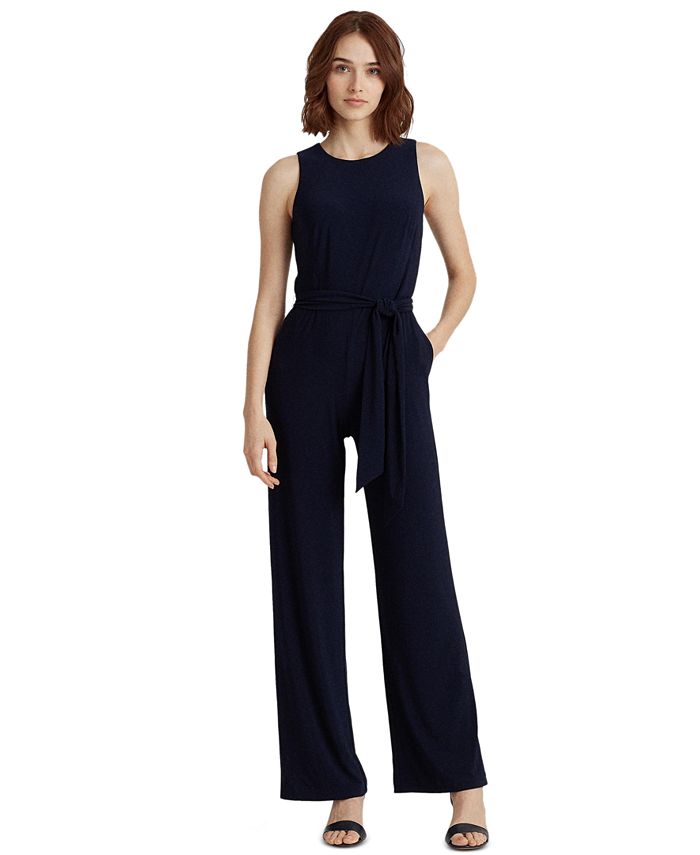 Lauren Ralph Lauren Belted Jersey Jumpsuit - Macy's