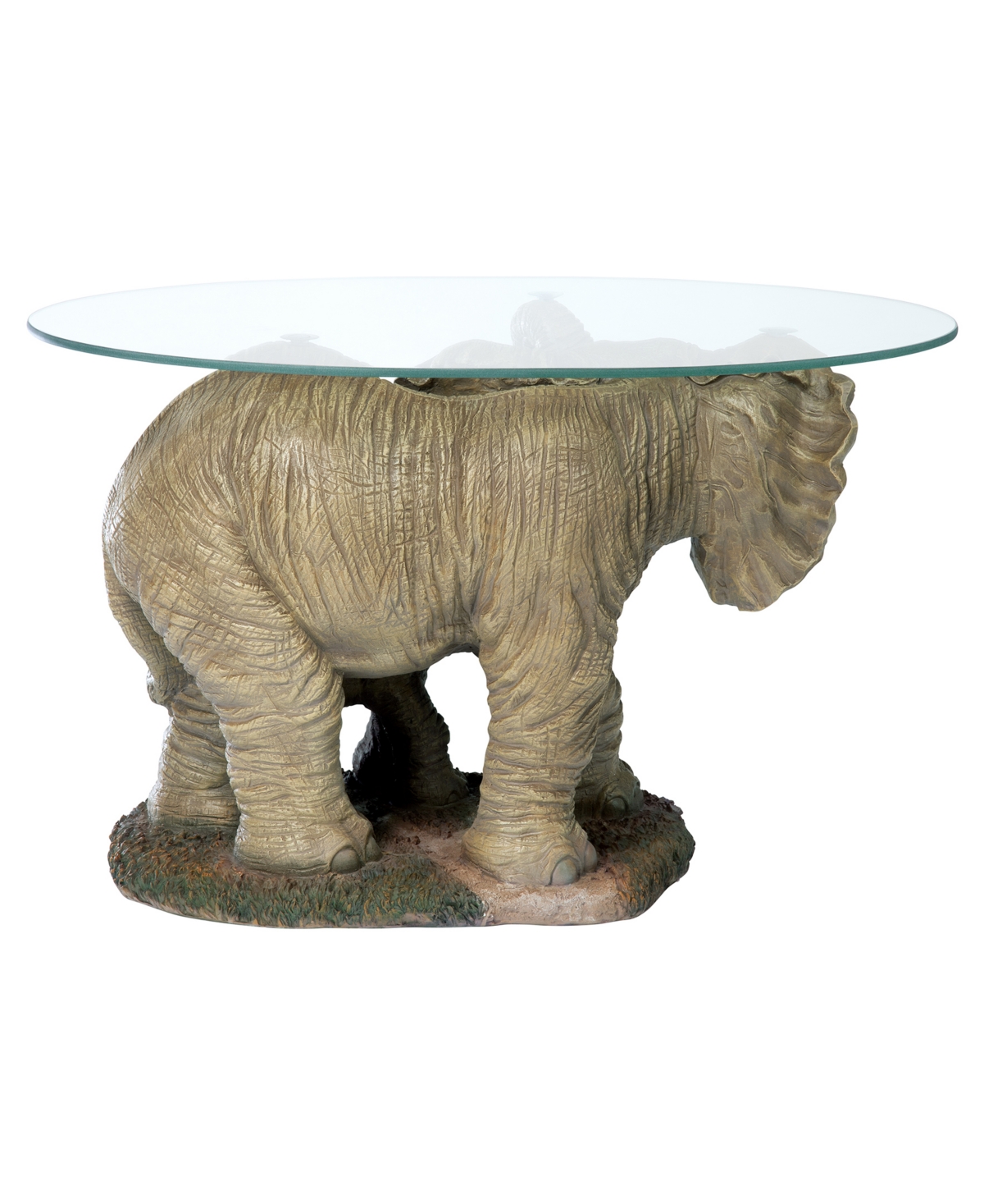 Design Toscano Elephant's Majesty Glass-Topped Cocktail Table