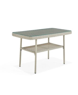 Windham All-Weather Wicker Outdoor Cocktail Table with Glass Top