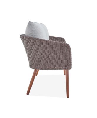 Athens All-Weather Wicker Seat Outdoor Bench with Cushions