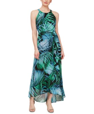 tropical print halter dress