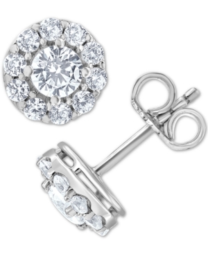 image of Diamond Halo Stud Earrings (1 ct. t.w.) in 14k White Gold