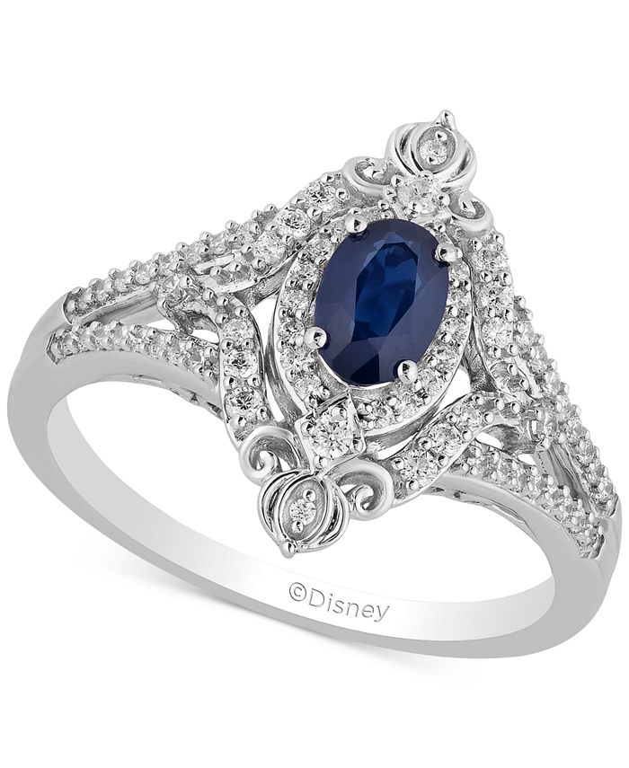 Details about   Enchanted Disney Cinderella 1/2 Ct Blue Sapphire Ocal Diamond Ring In 925 Silver 