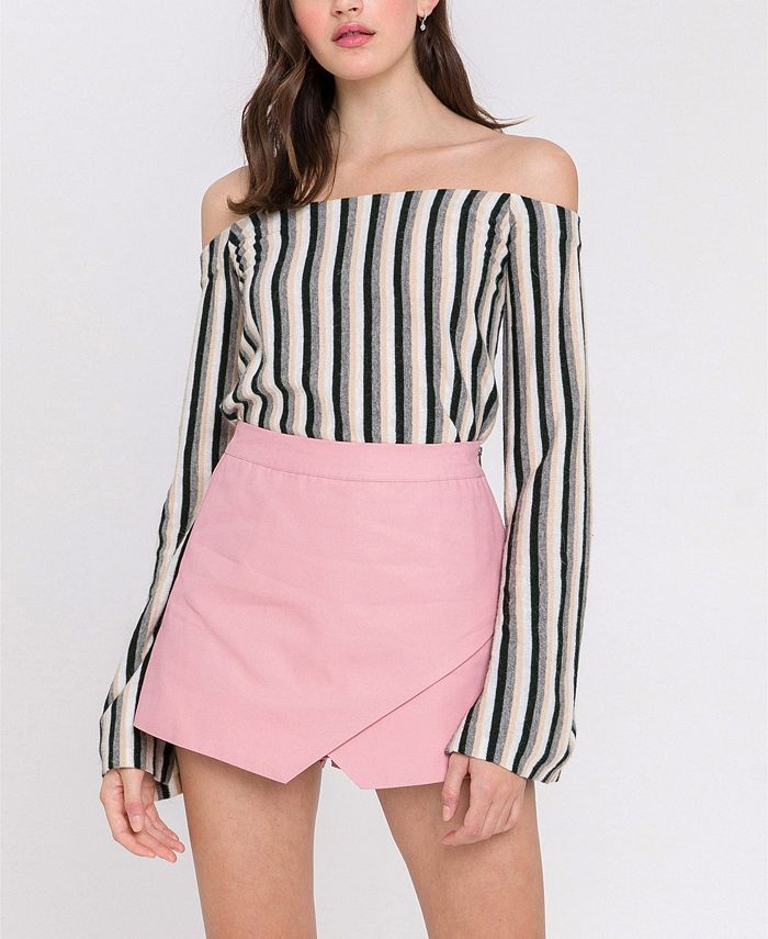 endless rose Stripe Off The Shoulder Knit Top Macy's