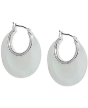 image of Lucky Brand Silver-Tone Mother-of-Pearl Hoop Earrings