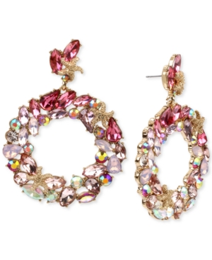 image of Betsey Johnson Gold-Tone Starfish & Crystal Drop Hoop Earrings