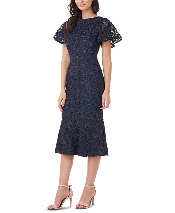 JS Collections Embellished Lace Flounce Dress - Macy's
