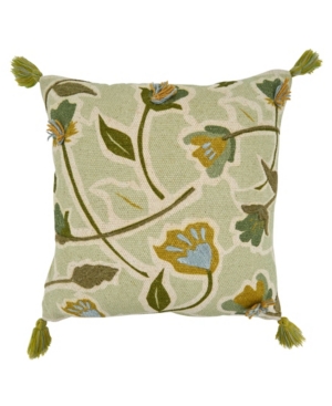 Saro Lifestyle Embroidered Large Floral Throw Pillow