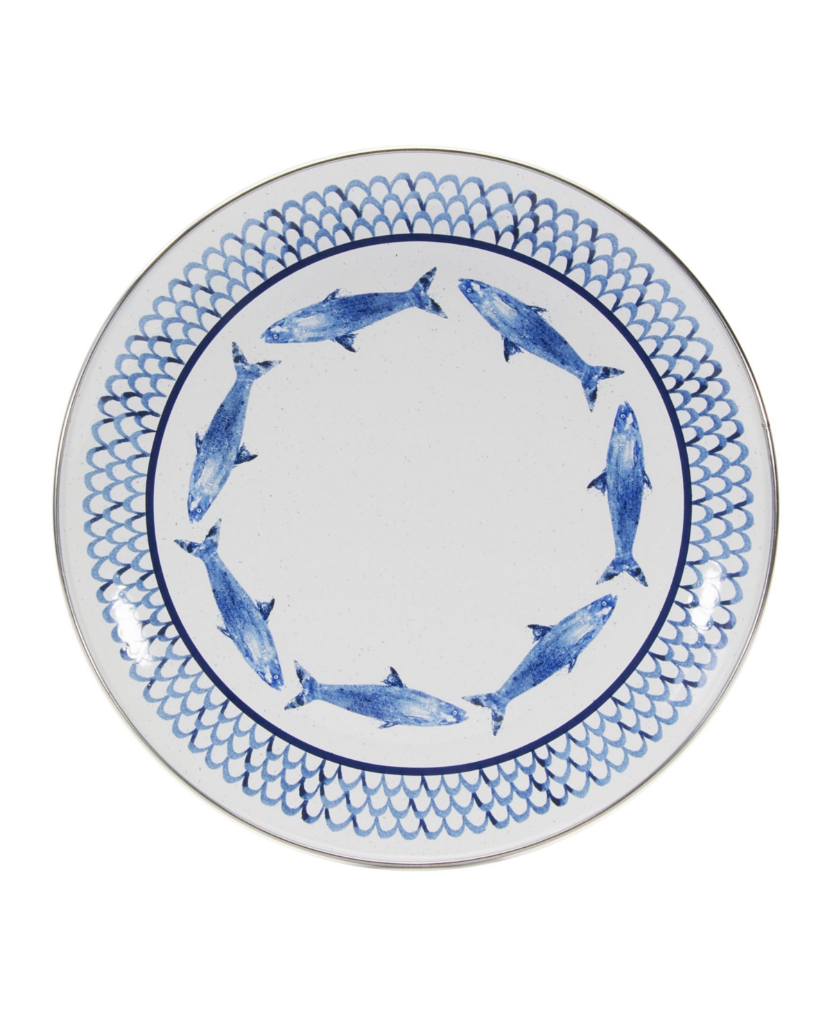 Fish Camp Enamelware Dinner Plates, Set of 4 - Blue
