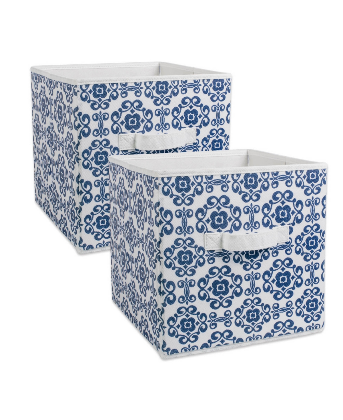 Non-woven Polyester Cube Scroll Square Set of 2 - Blue