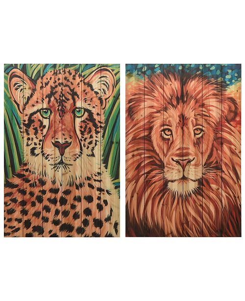 Empire Art Direct Cheetah Lion Arte De Legno Digital Print On
