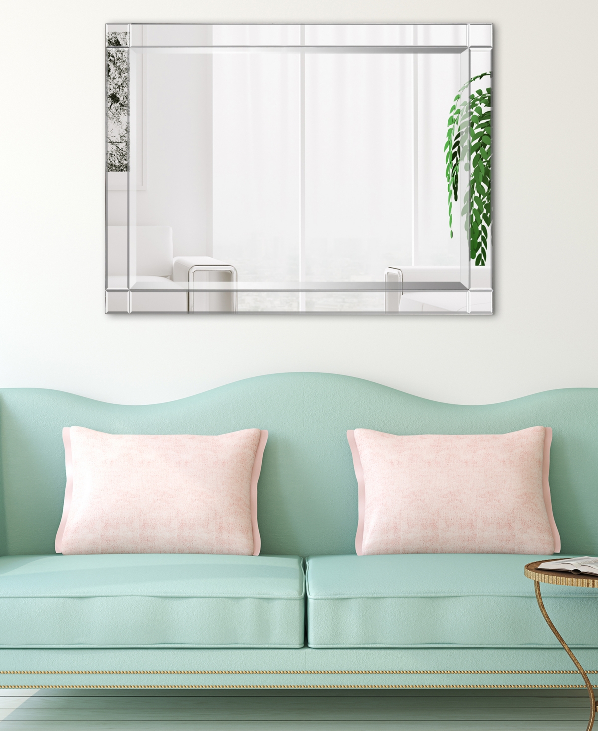 Empire Art Direct Moderno Squared Corner Beveled Rectangle Wall Mirror, 1.18