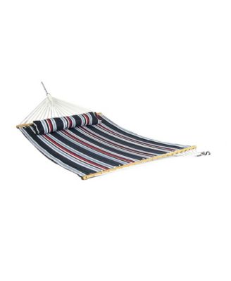 Outdoor 2-Person Quilted Fabric Hammock with Spreader Bars and Freestanding Stand
