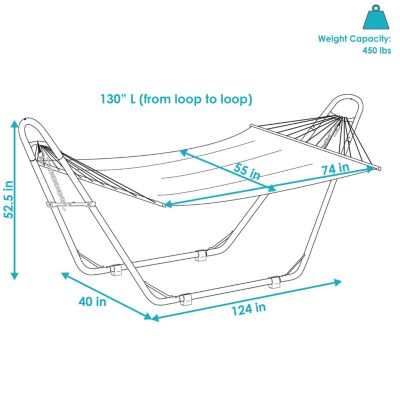 Double Quilted Fabric Hammock with Universal Steel Stand - 450-Pound Capacity