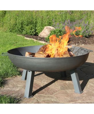 Outdoor Camping or Backyard Round Cast Iron Rustic Fire Pit Bowl with Handles