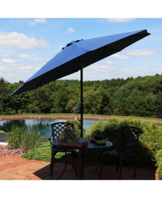 Outdoor Aluminum Patio Umbrella with Fade-Resistant Canopy and Auto Tilt and Crank - 9' - Navy Blue