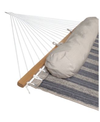 Outdoor 2-Person Quilted Fabric Hammock with Spreader Bars and Freestanding Stand