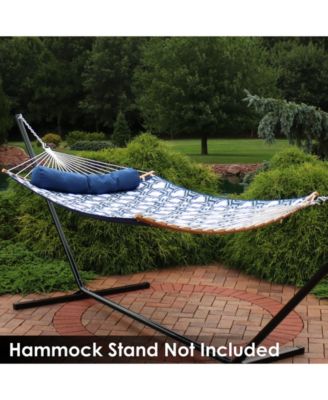 Heavy-Duty Quilted 2-Person Hammock with Curved Bamboo Spreader Bars - 450 lb Weight Capacity