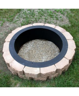 Outdoor Heavy-Duty Steel Portable Above Ground or In-Ground Round Fire Pit Liner Ring - Black