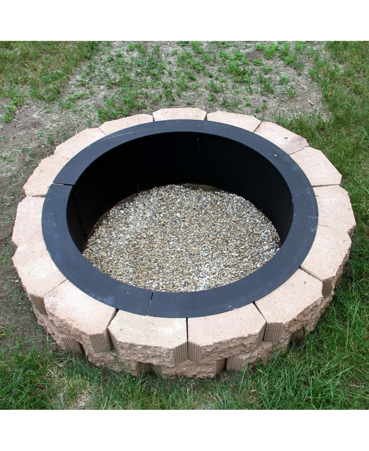 Outdoor Heavy-Duty Steel Portable Above Ground or In-Ground Round Fire Pit Liner Ring - 27" - Black