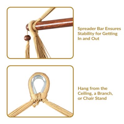 Caribbean Style Extra Large Hanging Rope Hammock Chair Swing for Backyard and Patio