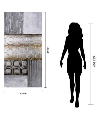 Stacked 1 Textured Metallic Hand Painted Wall Art by Martin Edwards, 30" x 60" x 2"