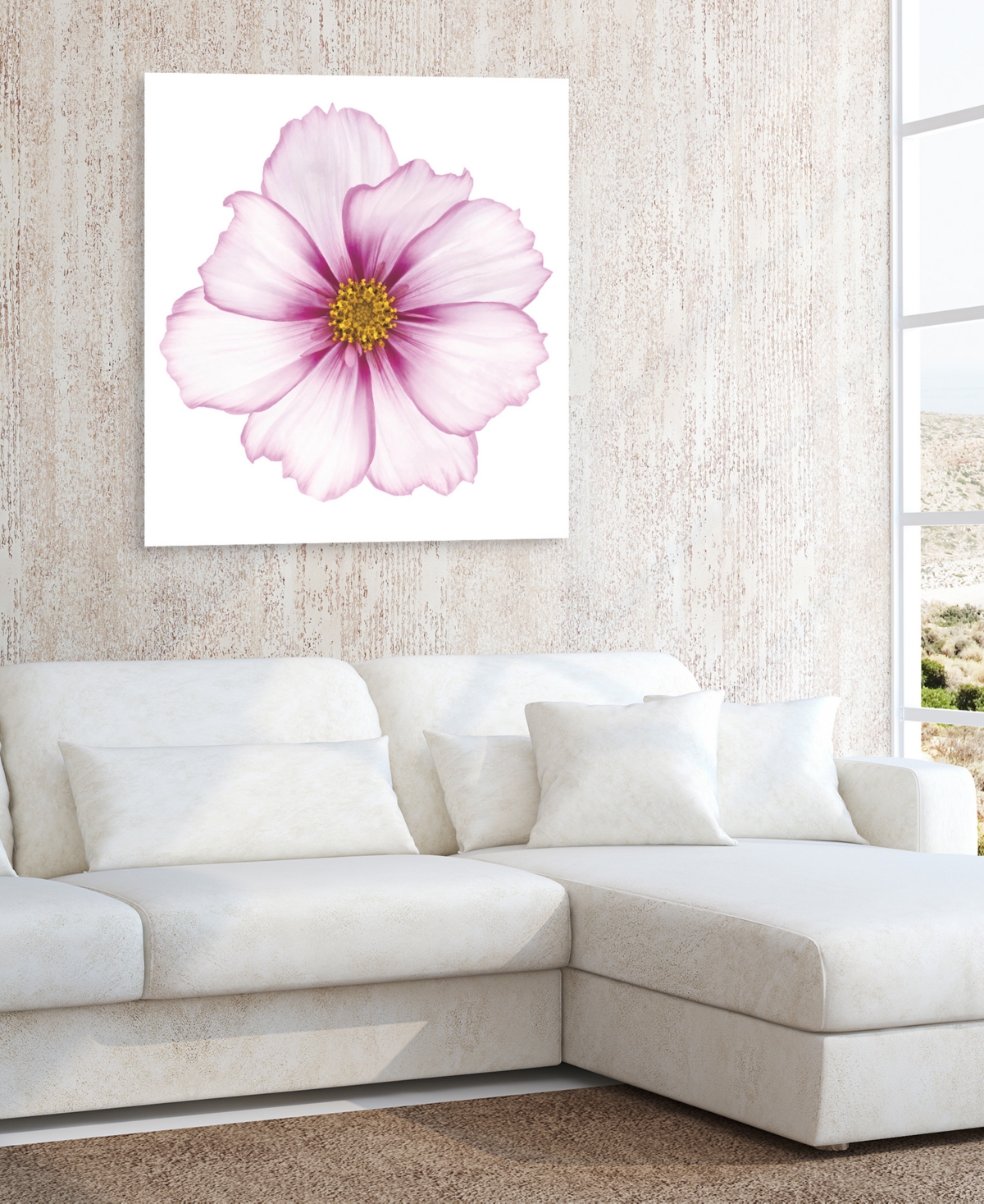 Empire Art Direct Magenta Cosmo on White Frameless Free Floating Tempered Glass Panel Graphic Wall Art, 0.2