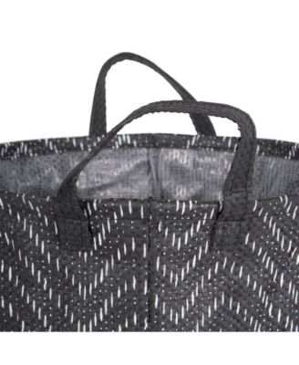 Polyethylene Coated Woven Paper Laundry Bin Tribal Chevron Round Large Set of 2