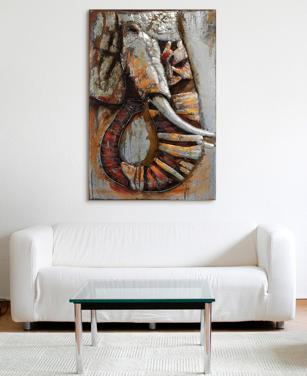 Empire Art Direct Elephant Mixed Media Iron Hand Painted Dimensional Wall Art, 60" x 40" x 2.8"