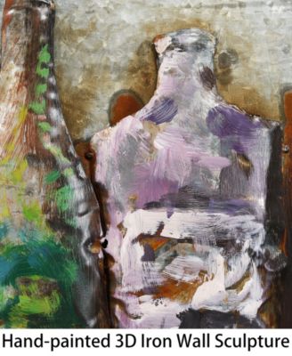 5 O'clock Mixed Media Iron Hand Painted Dimensional Wall Art, 24" x 48" x 2.2"