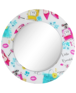 Empire Art Direct Beautiful Round Beveled Wall Mirror On Free Floating Reverse Printed Tempered Art Glass, 36" X 36" X In Multi