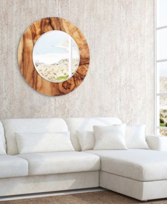 Forest Round Beveled Wall Mirror on Free Floating Reverse Printed Tempered Art Glass, 36" x 36" x 0.4"