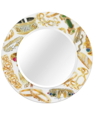 Empire Art Direct Gold Charm Round Beveled Wall Mirror On Free Floating Reverse Printed Tempered Art Glass, 36" X 36"