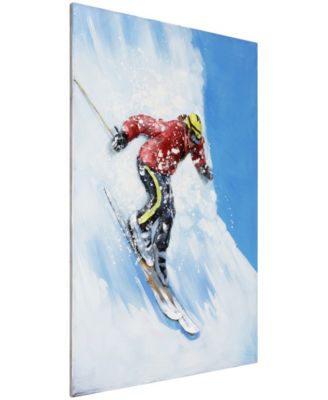 Skiing Mixed Media Iron Hand Painted Dimensional Wall Art, 48" x 32" x 2.6"