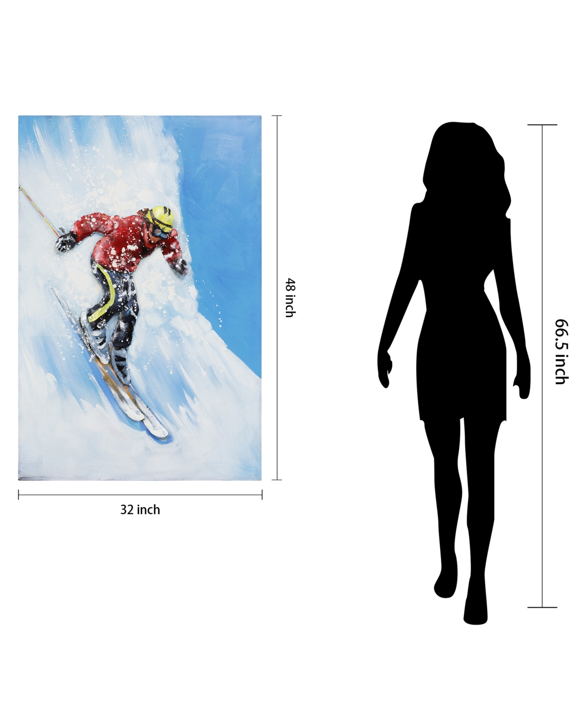 Empire Art Direct Skiing Mixed Media Iron Hand Painted Dimensional Wall Art, 2.6