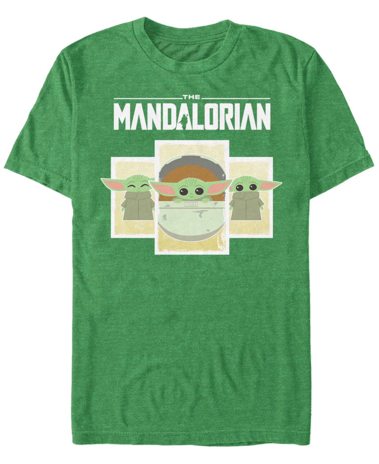 Мужская футболка Fifth Sun Star Wars The Mandalorian The Child Cartoon Panels Short Sleeve, цвет: Изумрудный — фото 1