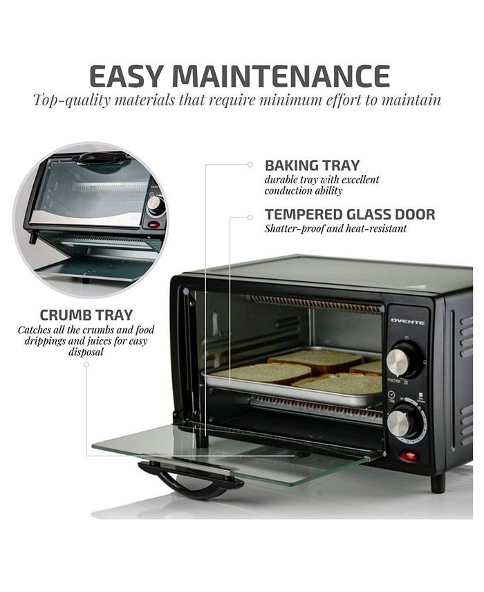 OVENTE Countertop 4 Slice Toaster Oven with Removable Baking Tray Macy's