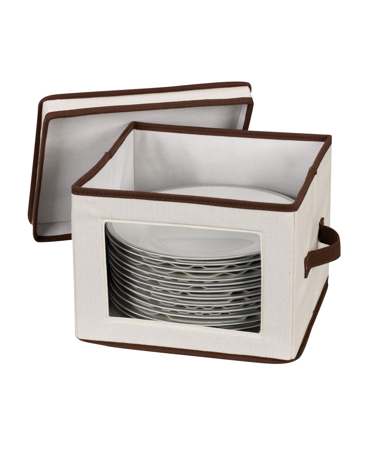 Shop Household Essentials Dinner Plate Storage Box In Cream,natural