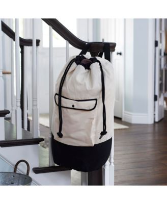 Laundry Duffle Bag, Cream and Black